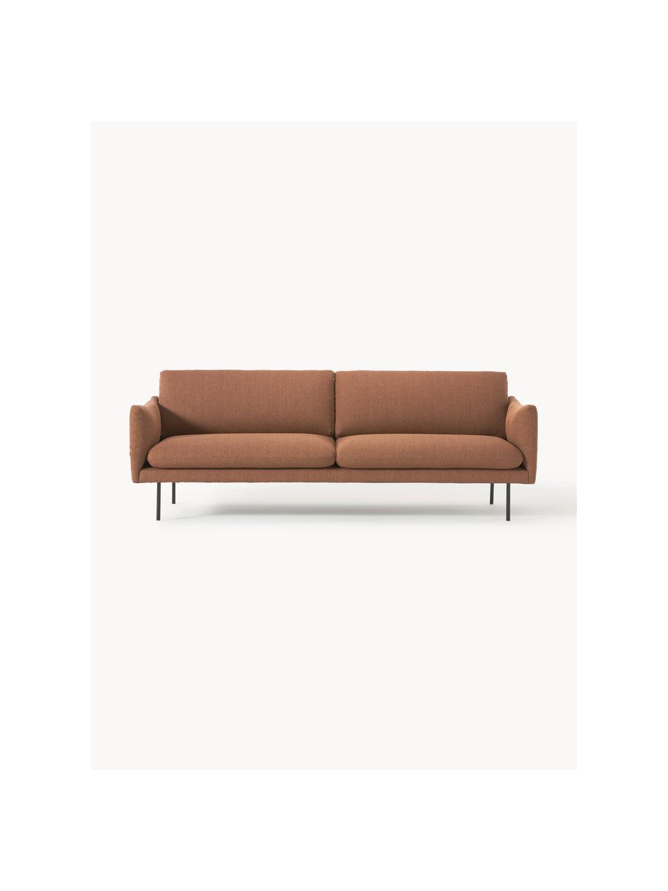 Sofa Moby (3-Sitzer), Bezug: Polyester Der hochwertige, Gestell: Massives Kiefernholz, Füße: Metall, pulverbeschichtet, Webstoff Nougat, B 220 x T 95 cm