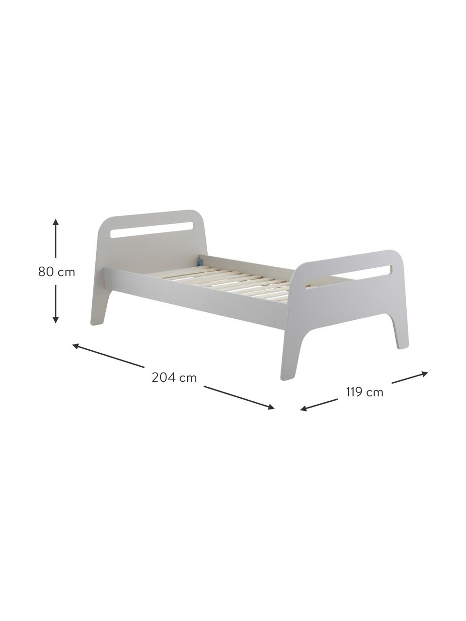 Dřevěná dětská postel Jibbo, 90 x 200 cm, MDF deska (dřevovláknitá deska střední hustoty), překližka, Šedá, Š 90 cm, D 200 cm