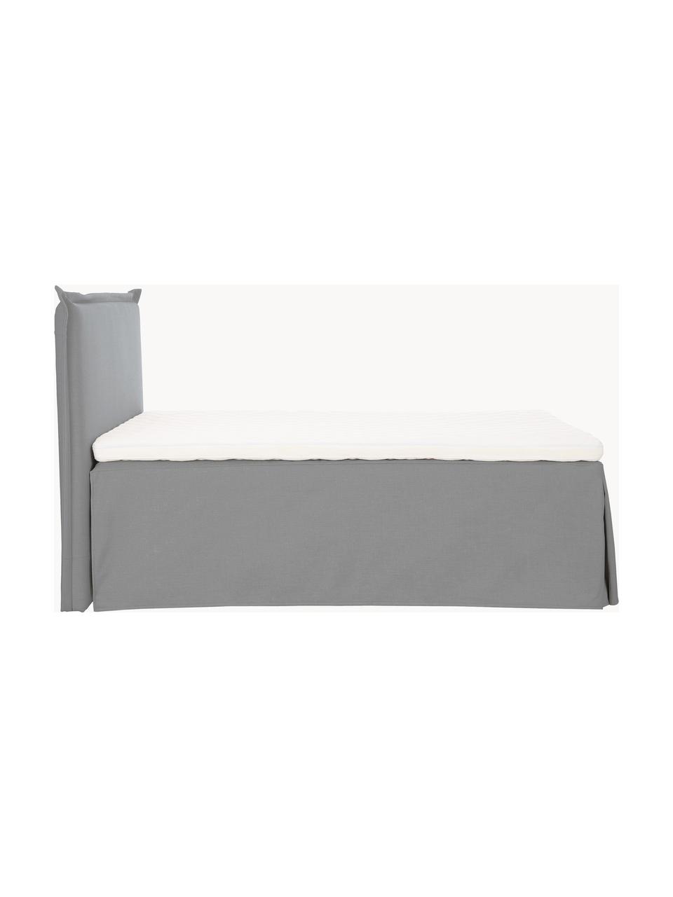 Premium Boxspringbett Violet, Matratze: 5-Zonen-Taschenfederkern, Webstoff Dunkelgrau, B 140 x L 200 cm, Härtegrad H2