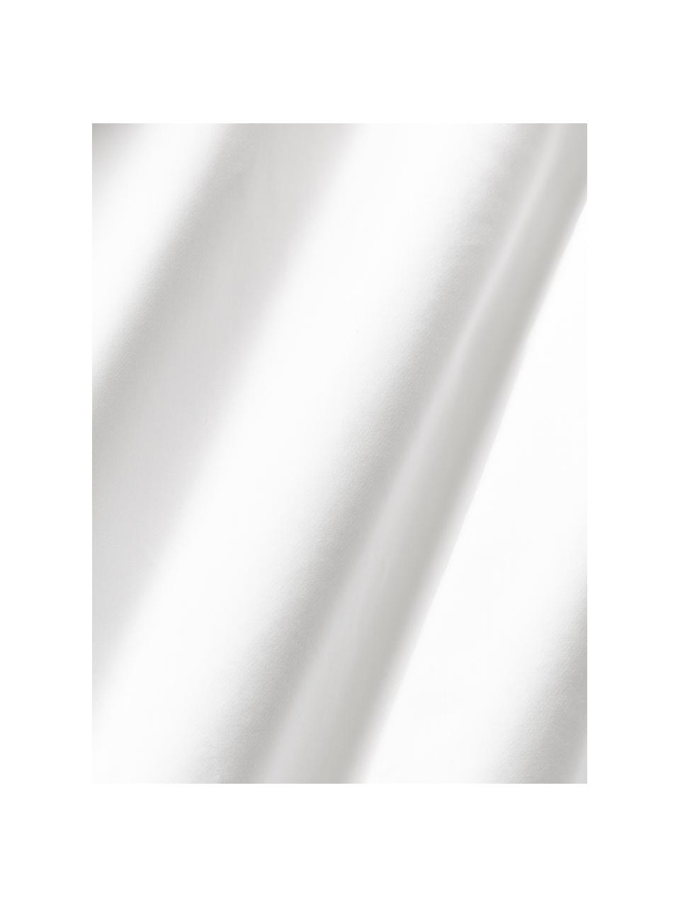 Drap-housse en satin de coton pour sommier tapissier Premium, Blanc, larg. 90 x long. 200 cm, haut. 35 cm