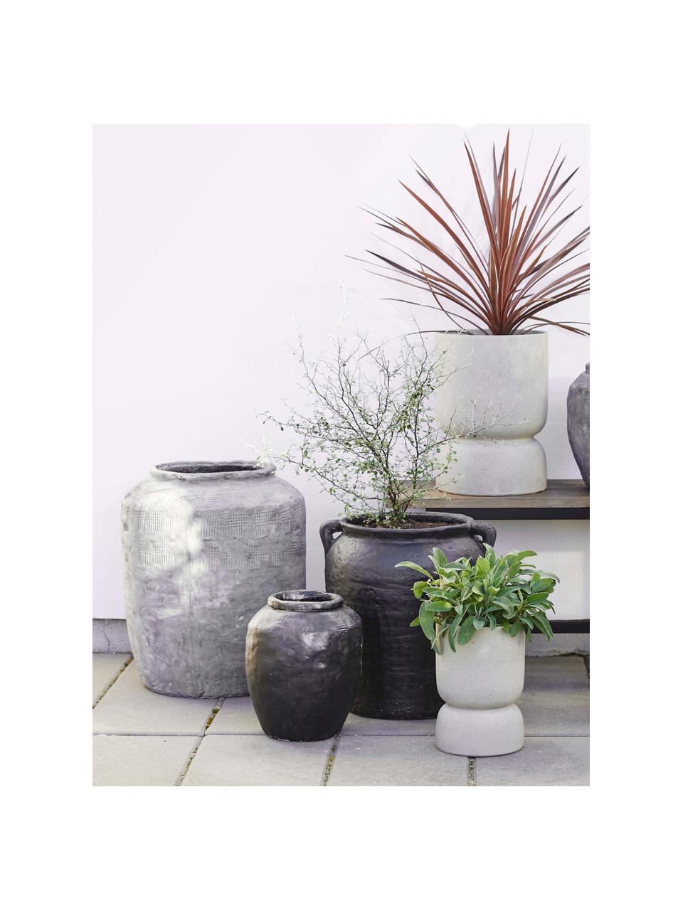 Cache-pot artisanal Cema, 80 % ciment, 20 % plastique, Gris clair, Ø 45 x haut. 56 cm