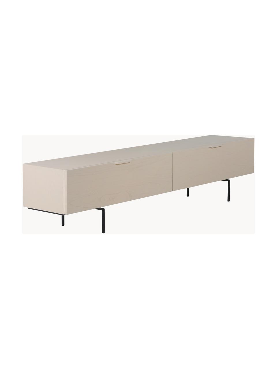 Credenza Tave, Gambe: metallo rivestito, Legno Sungkai, laminato beige, Larg. 167 x Alt. 36 cm