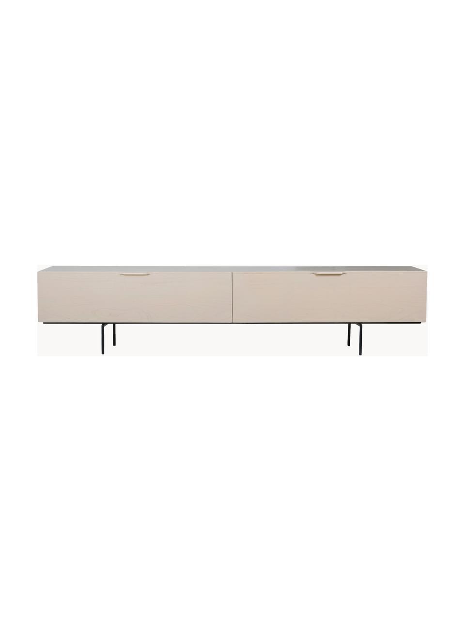 Credenza Tave, Gambe: metallo rivestito, Legno Sungkai, laminato beige, Larg. 167 x Alt. 36 cm