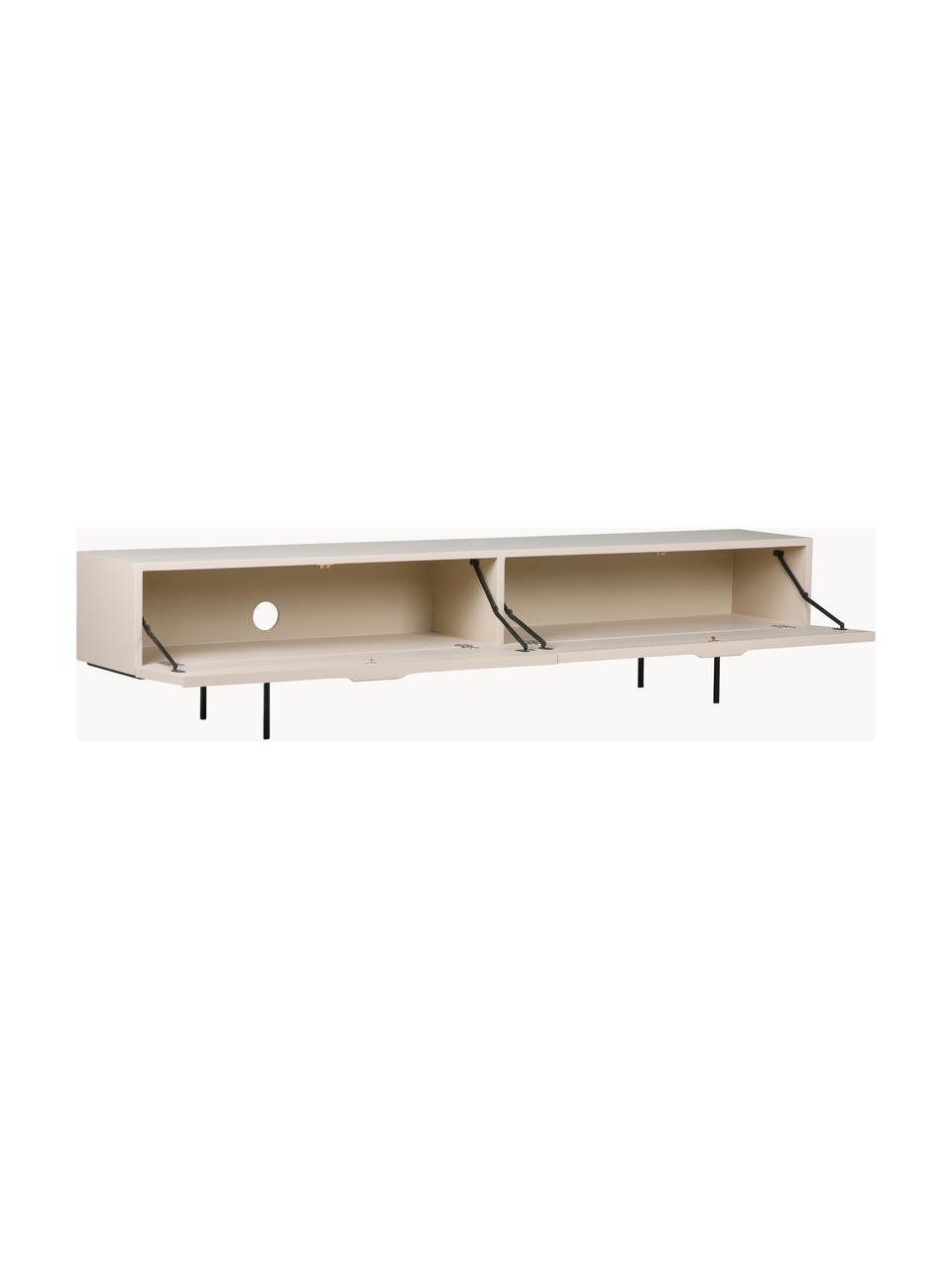 Credenza Tave, Gambe: metallo rivestito, Legno Sungkai, laminato beige, Larg. 167 x Alt. 36 cm