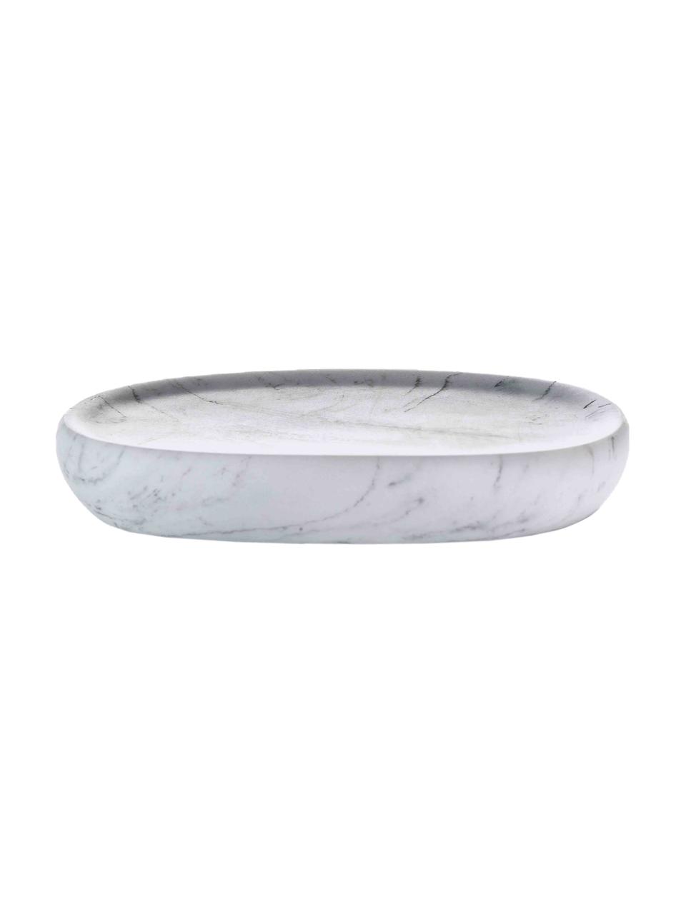 Porte-savon aspect marbre Marblis, Polyrésine, Blanc, larg. 13 x haut. 2 cm