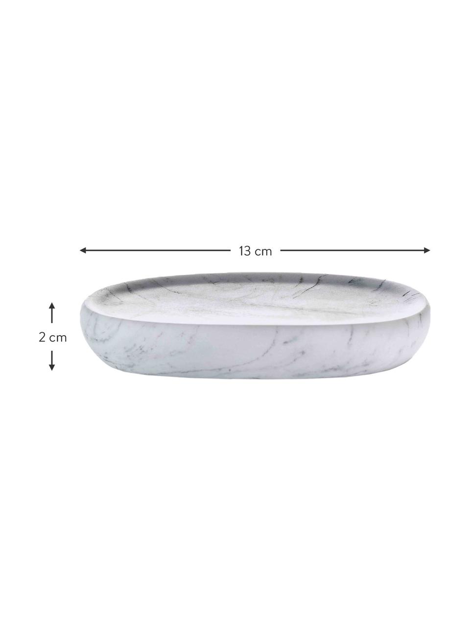 Seifenschale Marblis in Marmoroptik, Polyresin, Weiß, B 13 x H 2 cm