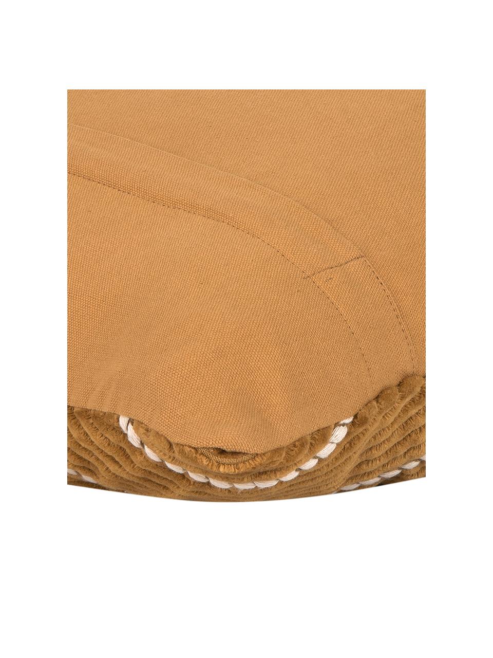 Funda de cojín de pana Martin, Parte delantera:  terciopelo de algodón, Parte trasera: algodón, Mostaza, blanco crema, An 45 x L 45 cm