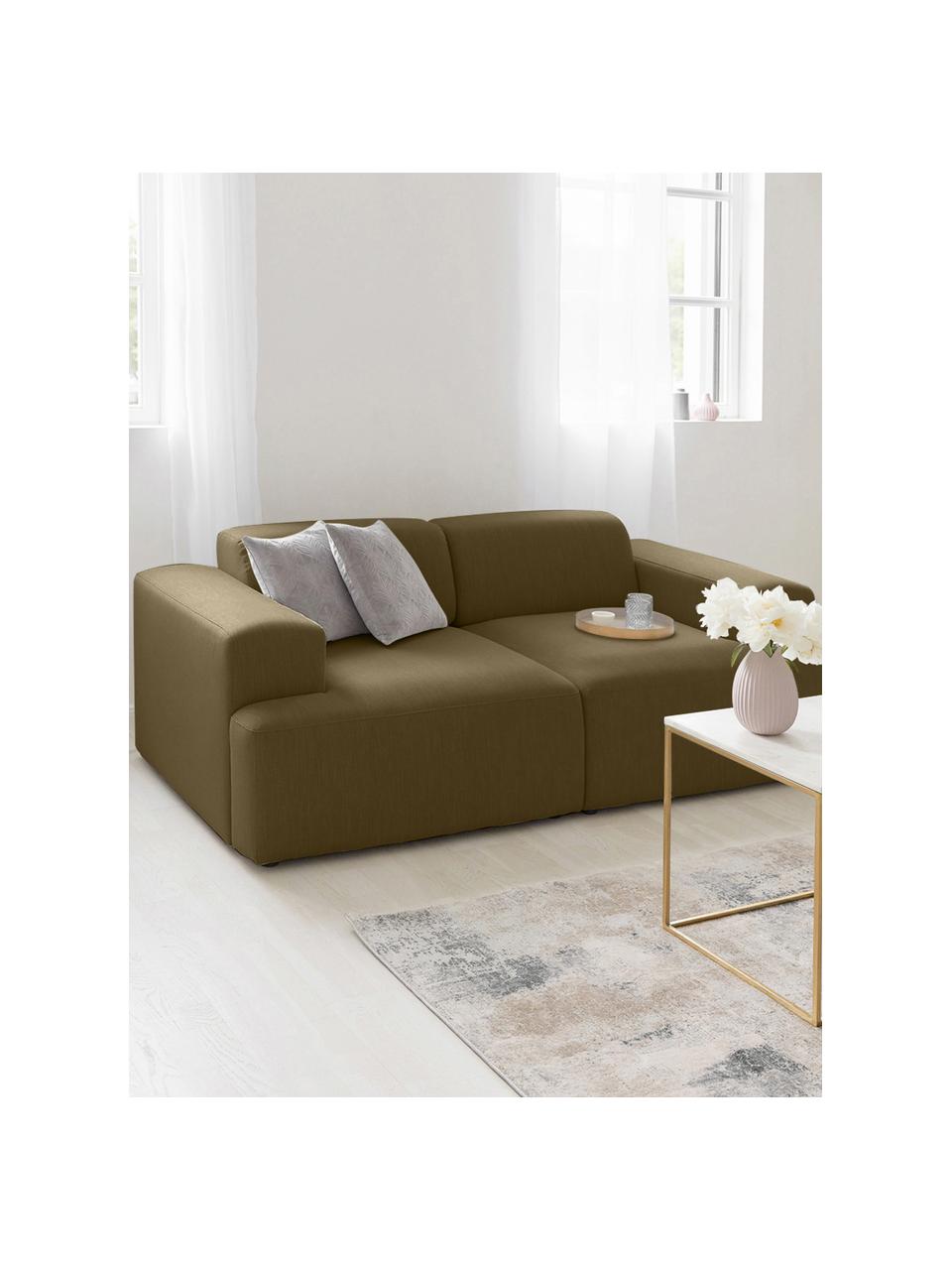 Sofa Melva (2-Sitzer), Bezug: 100% Polyester Der hochwe, Gestell: Massives Kiefernholz, FSC, Webstoff Olivgrün, B 198 x T 101 cm