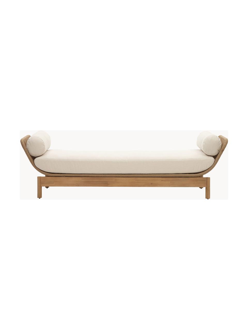 Garten-Loungesofa Catalina (3-Sitzer), Bezug: 100 % Polyester, Gestell: Akazienholz, Webstoff Cremeweiss, Akazienholz, B 208 x T 70 cm