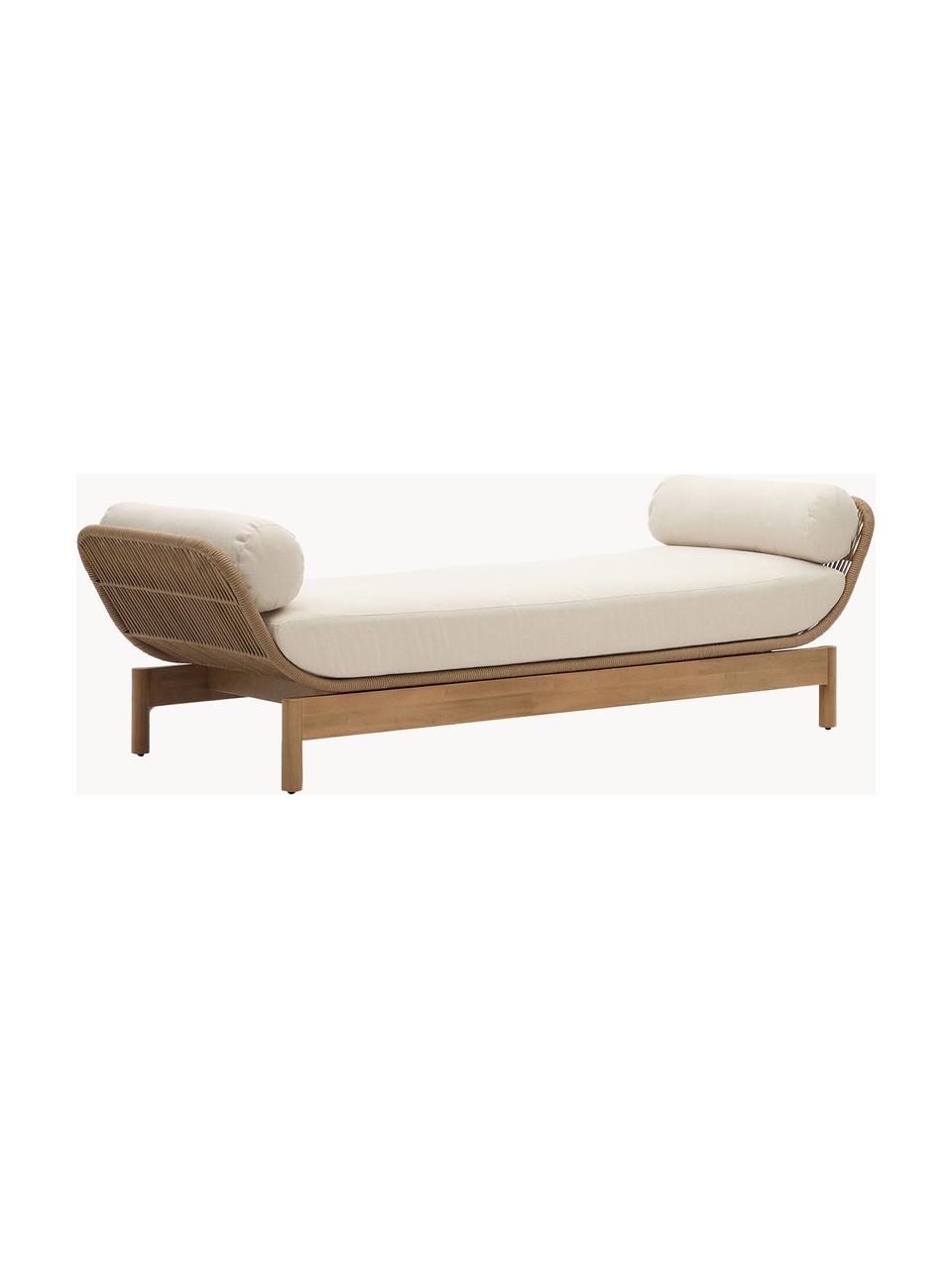 Garten-Loungesofa Catalina (3-Sitzer), Bezug: 100 % Polyester, Gestell: Akazienholz, Webstoff Cremeweiss, Akazienholz, B 208 x T 70 cm