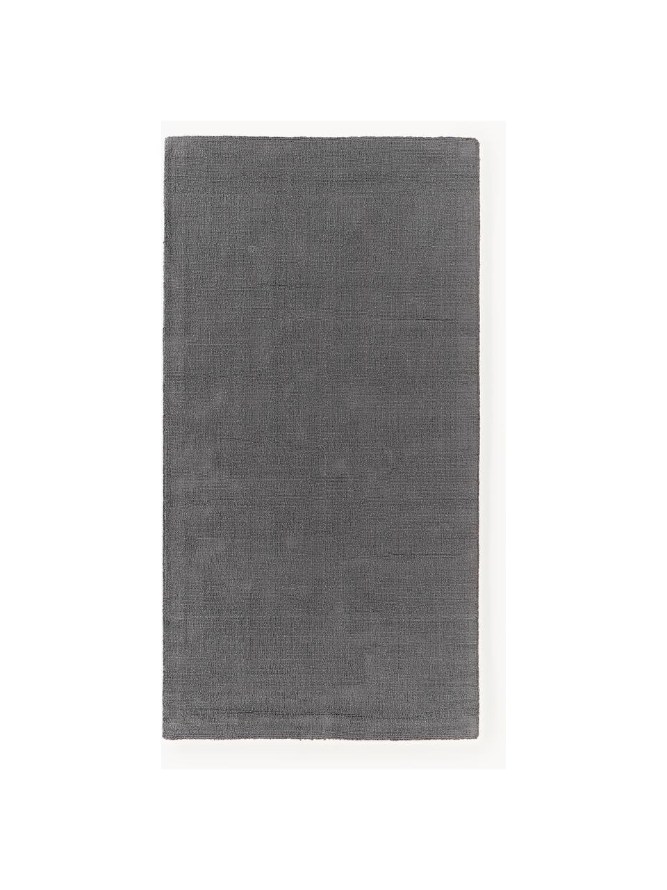 Tapis en coton tissé main Lora, Gris foncé, larg. 80 x long. 150 cm (taille XS)