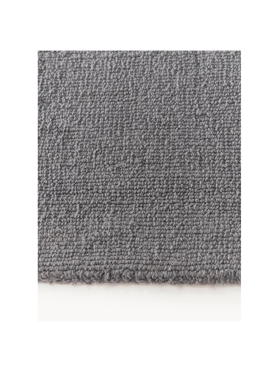 Tapis en coton tissé main Lora, Gris foncé, larg. 80 x long. 150 cm (taille XS)