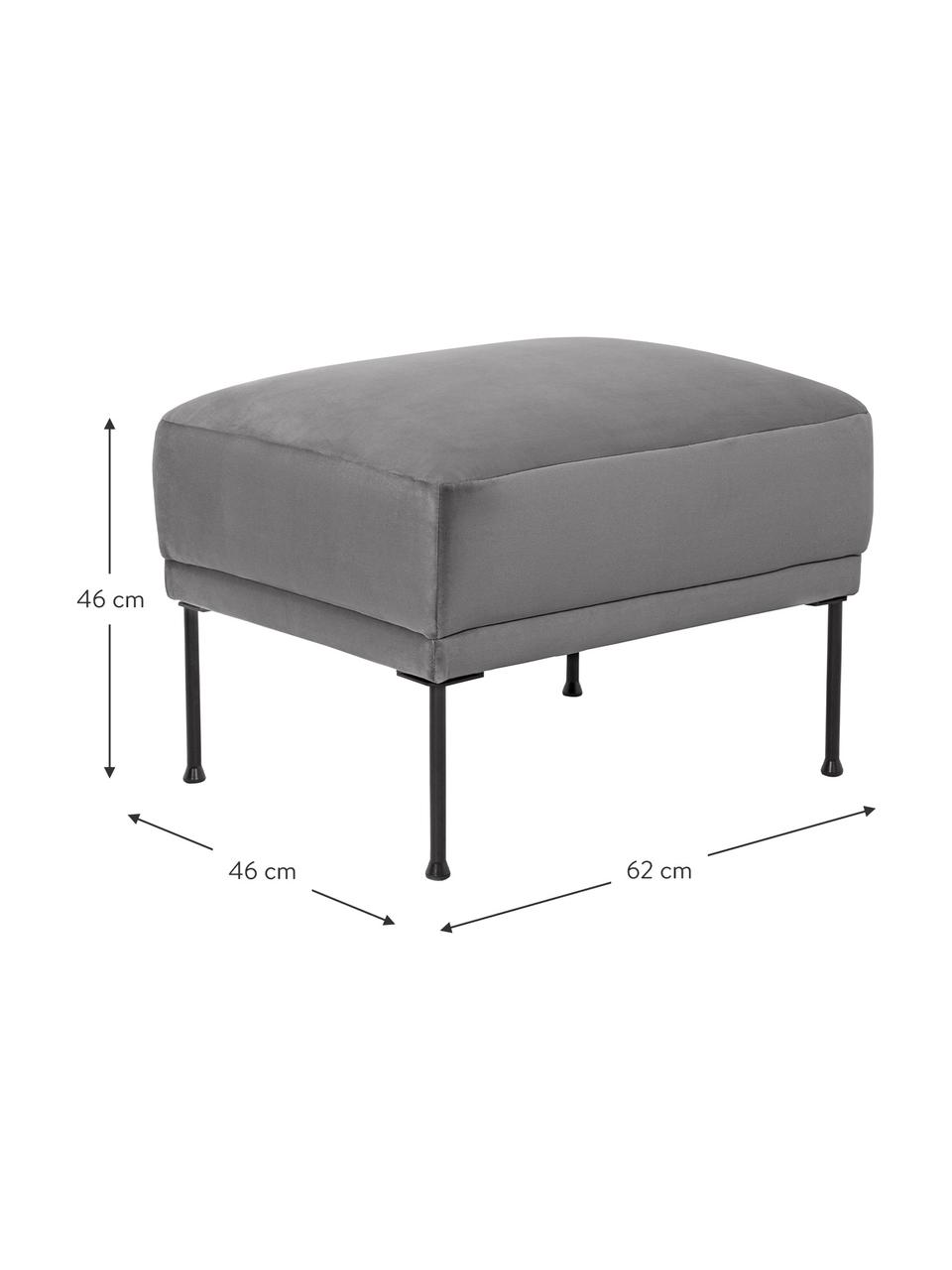 Sofa-Hocker Fluente aus Samt, Bezug: Samt (Hochwertiger Polyes, Gestell: Massives Kiefernholz, FSC, Samt Grau, B 62 x T 50 cm