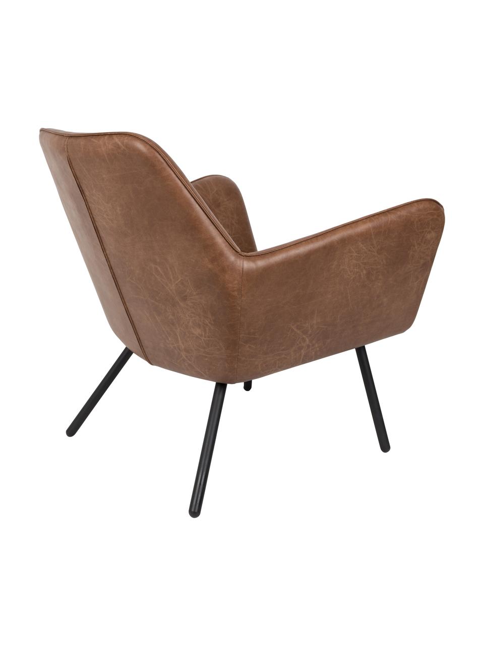Poltrona in similpelle Bon, Rivestimento: similpelle (64% poliureta, Gambe: metallo verniciato, Similpelle marrone, Larg. 80 x Alt. 76 cm