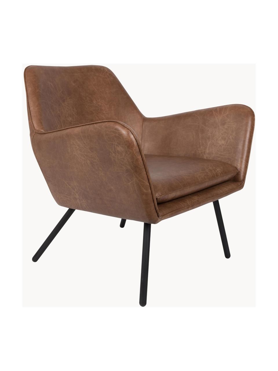 Fauteuil lounge cuir synthétique Bon, Cuir synthétique brun, larg. 80 x prof. 76 cm