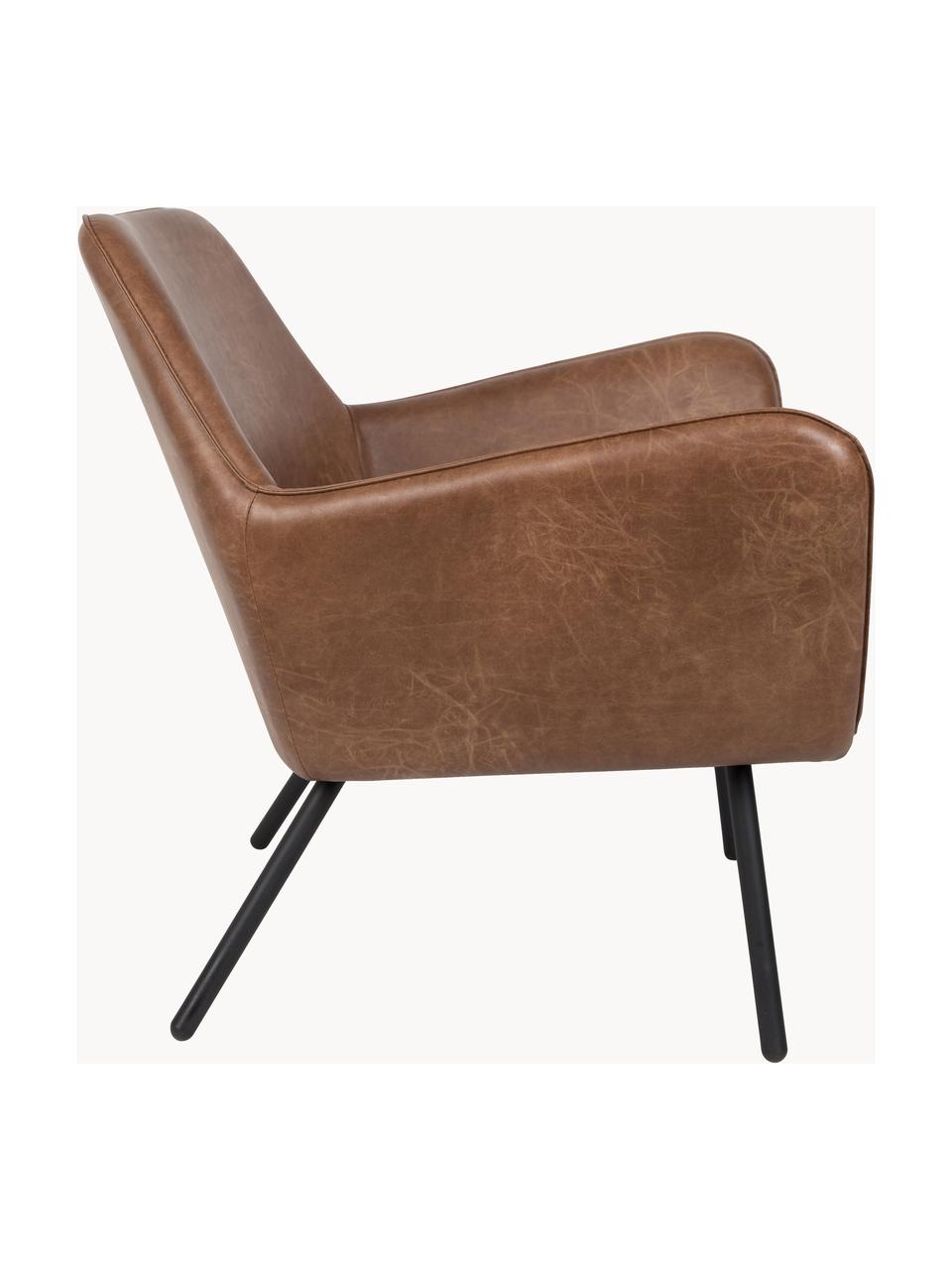 Kunstleren loungefauteuil Bon, Bekleding: kunstleer (64 polyurethaa, Poten: gelakt metaal, Kunstleer bruin, zwart, B 80 x D 76 cm