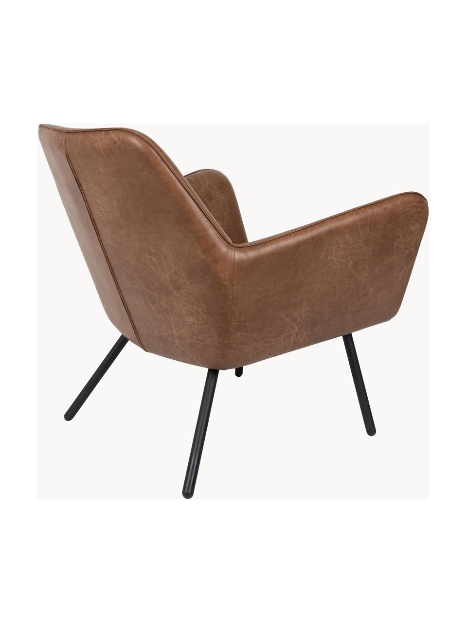 Fauteuil lounge en cuir synthétique Bon, Cuir synthétique brun, noir, larg. 80 x prof. 76 cm