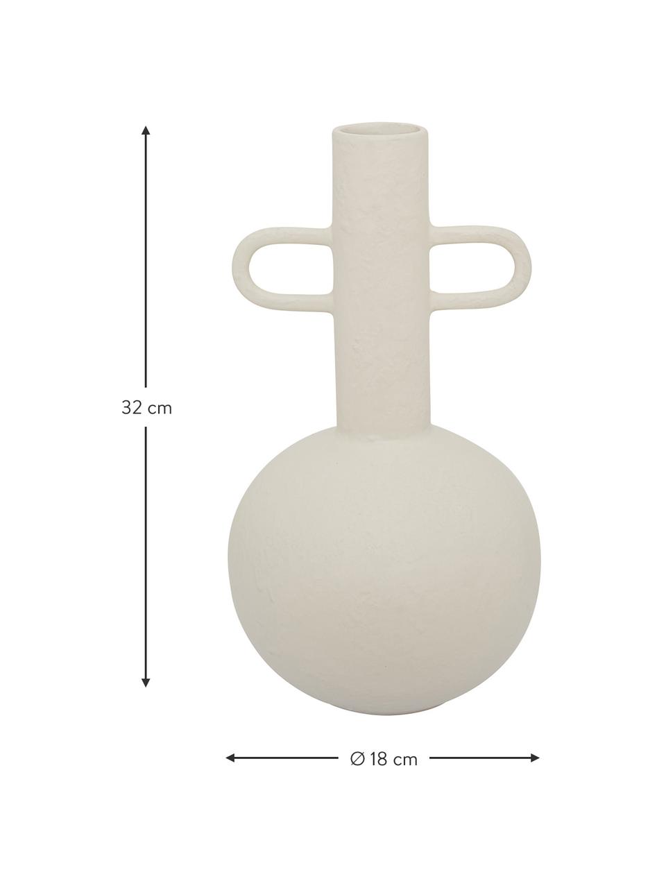 Vaso decorativo in gres bianco crema Kindness, Gres, Bianco crema opaco, Ø 18 x Alt. 32 cm