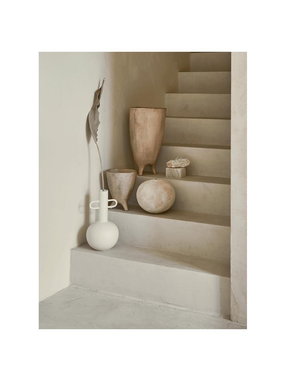 Vaso decorativo in gres bianco crema Kindness, Gres, Bianco crema opaco, Ø 18 x Alt. 32 cm
