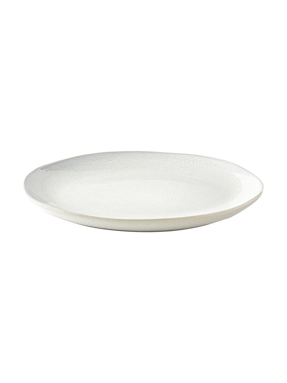 Piatto piano con smalto reattivo Gemma 2 pz, Gres, Bianco crema, Ø 28 x Alt. 3 cm