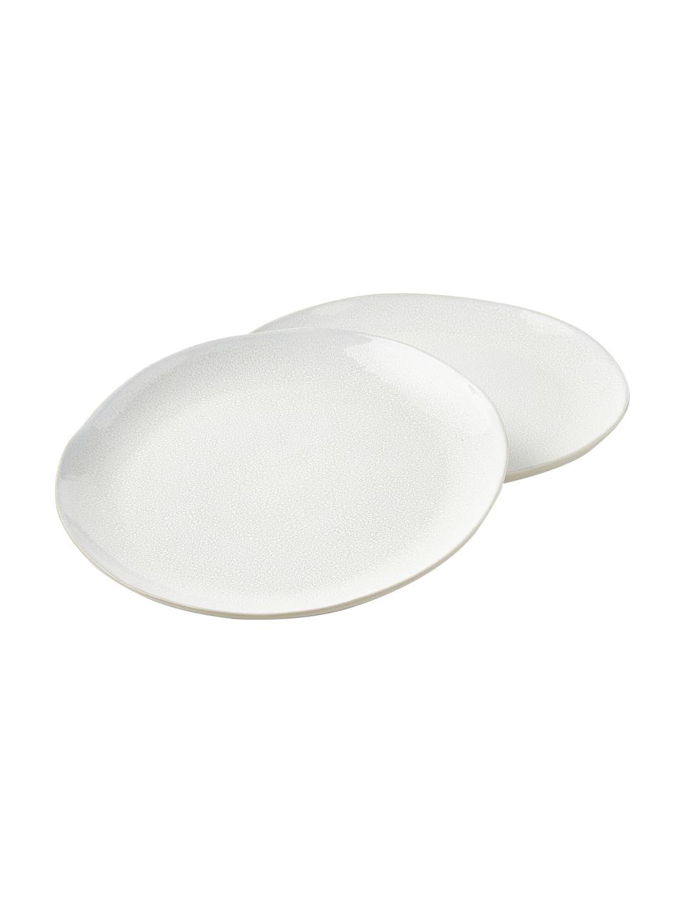 Dinerbord Gemma met reactief glazuur, 2 stuks, Keramiek, Crèmewit, Ø 28 x H 3 cm