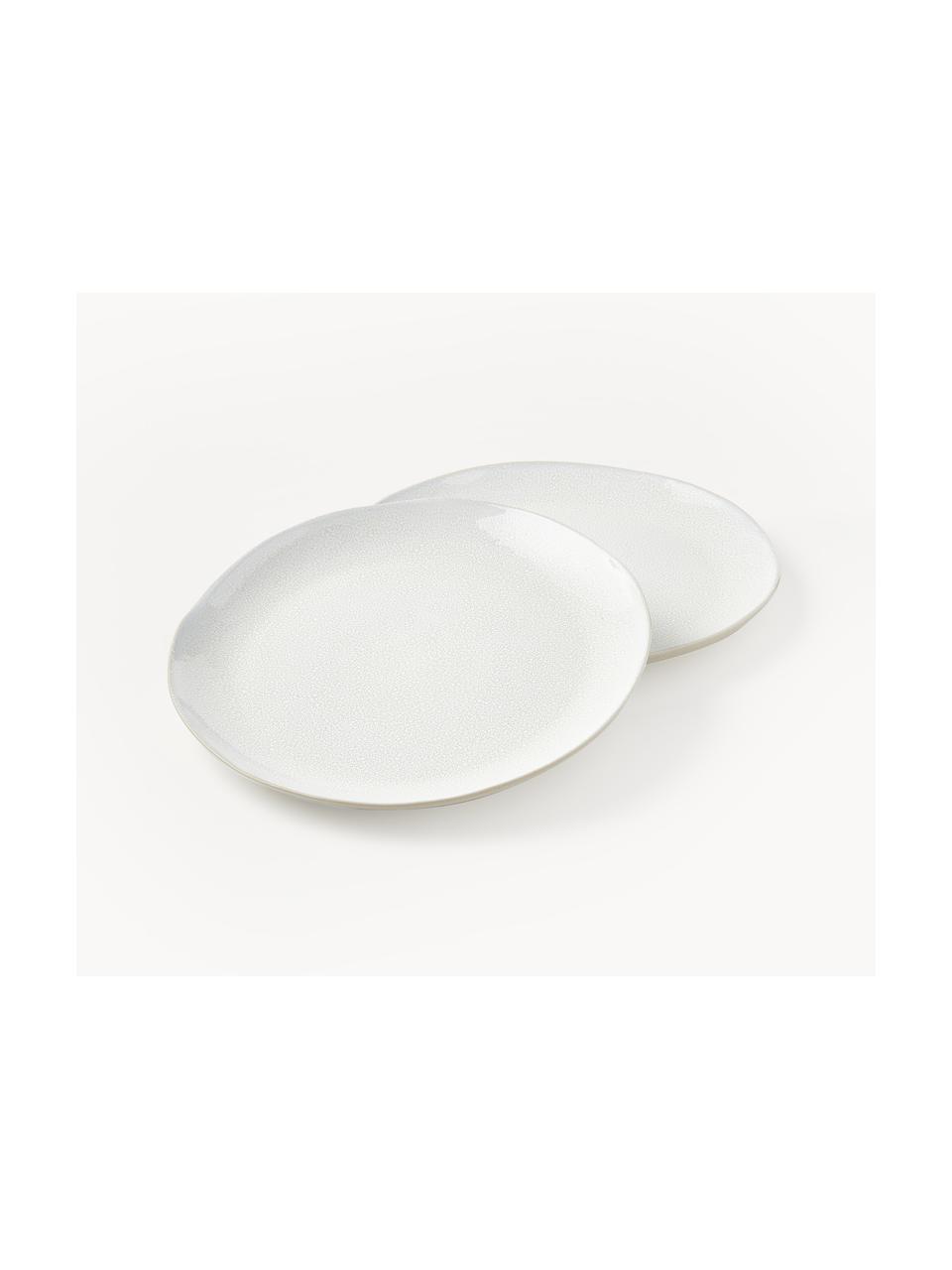 Plytký tanier s reaktívnou glazúrou Gemma, 2 ks, Kamenina, Biela, Ø 28 x V 3 cm