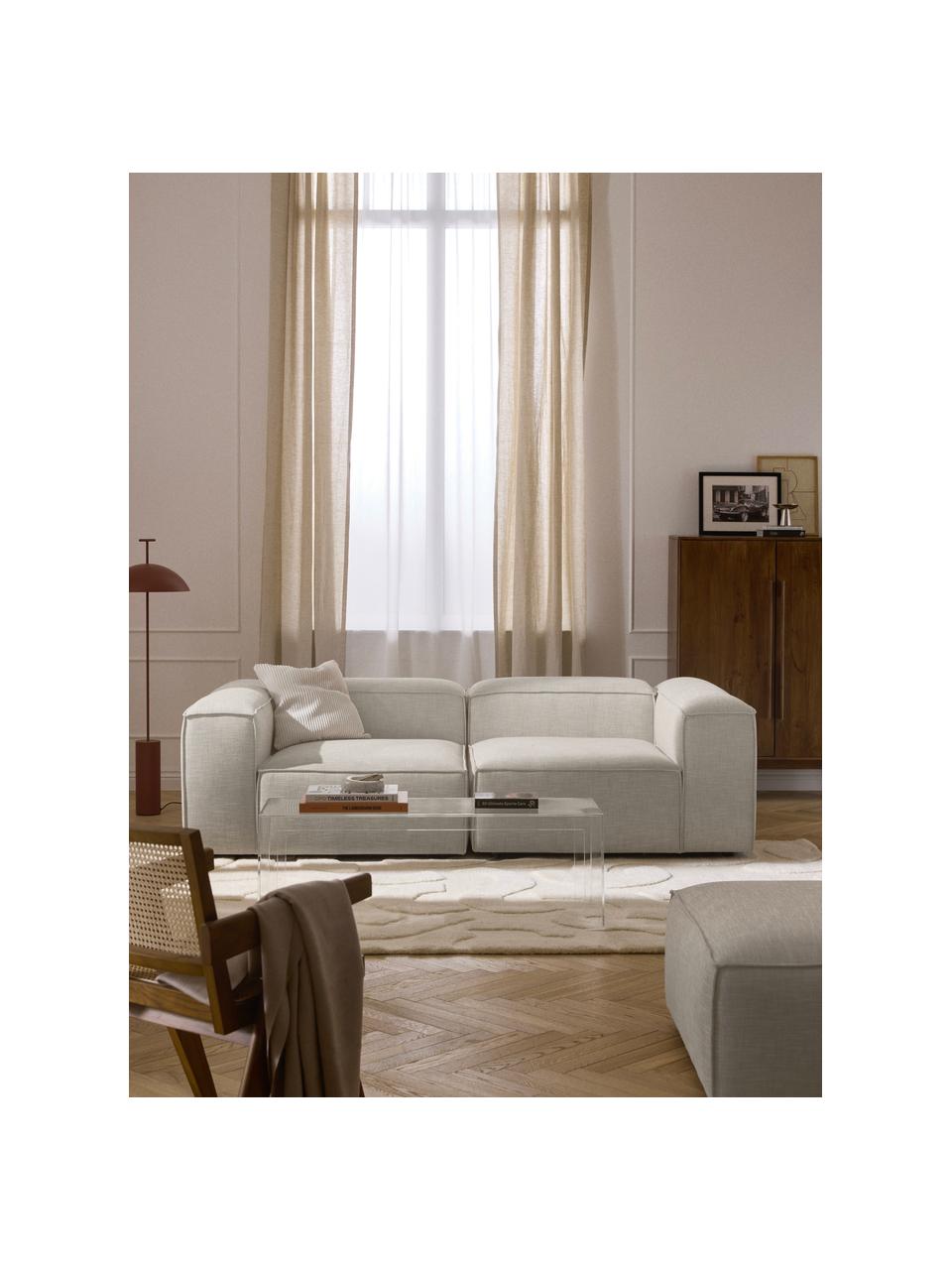 Divano componibile 3 posti in misto lino Lennon, Rivestimento: 50% viscosa, 25% lino, 15, Struttura: legno di abete rosso, com, Misto lino grigio, Larg. 238 x Prof. 119 cm