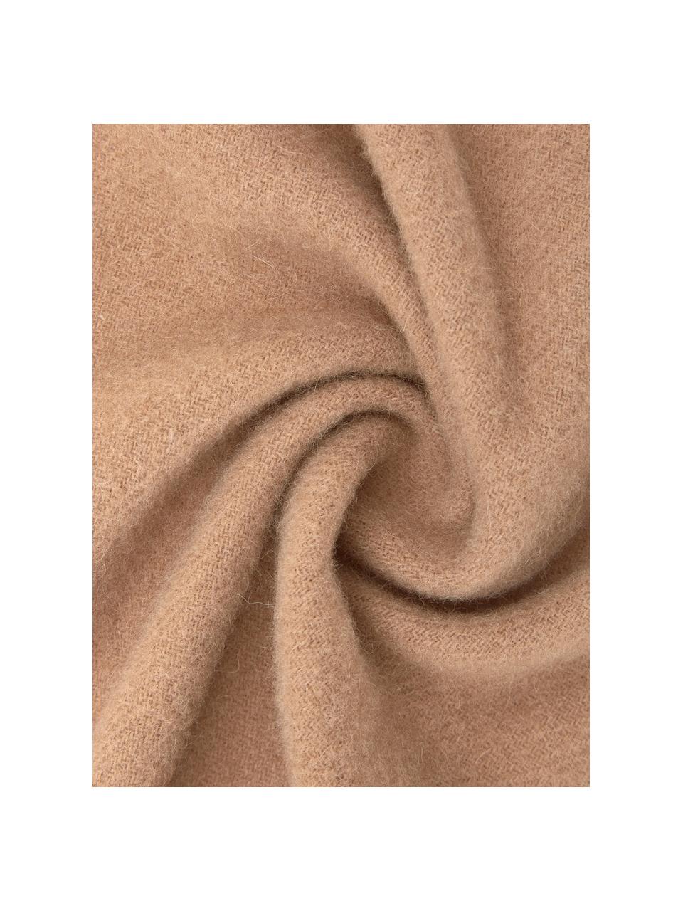 Coperta in lana riciclata Prado, 100% lana riciclata, Marrone caramello, grigio scuro, Larg. 150 x Lung. 210 cm