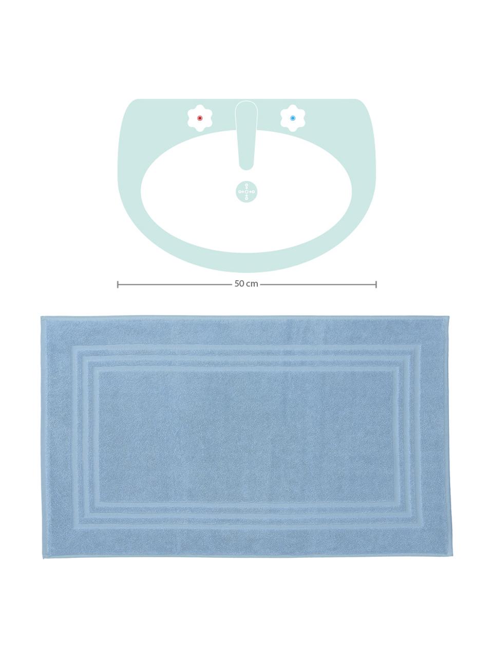 Tapis de bain unicolore Gentle, 100 % coton, Bleu de glace, larg. 50 x long. 80 cm