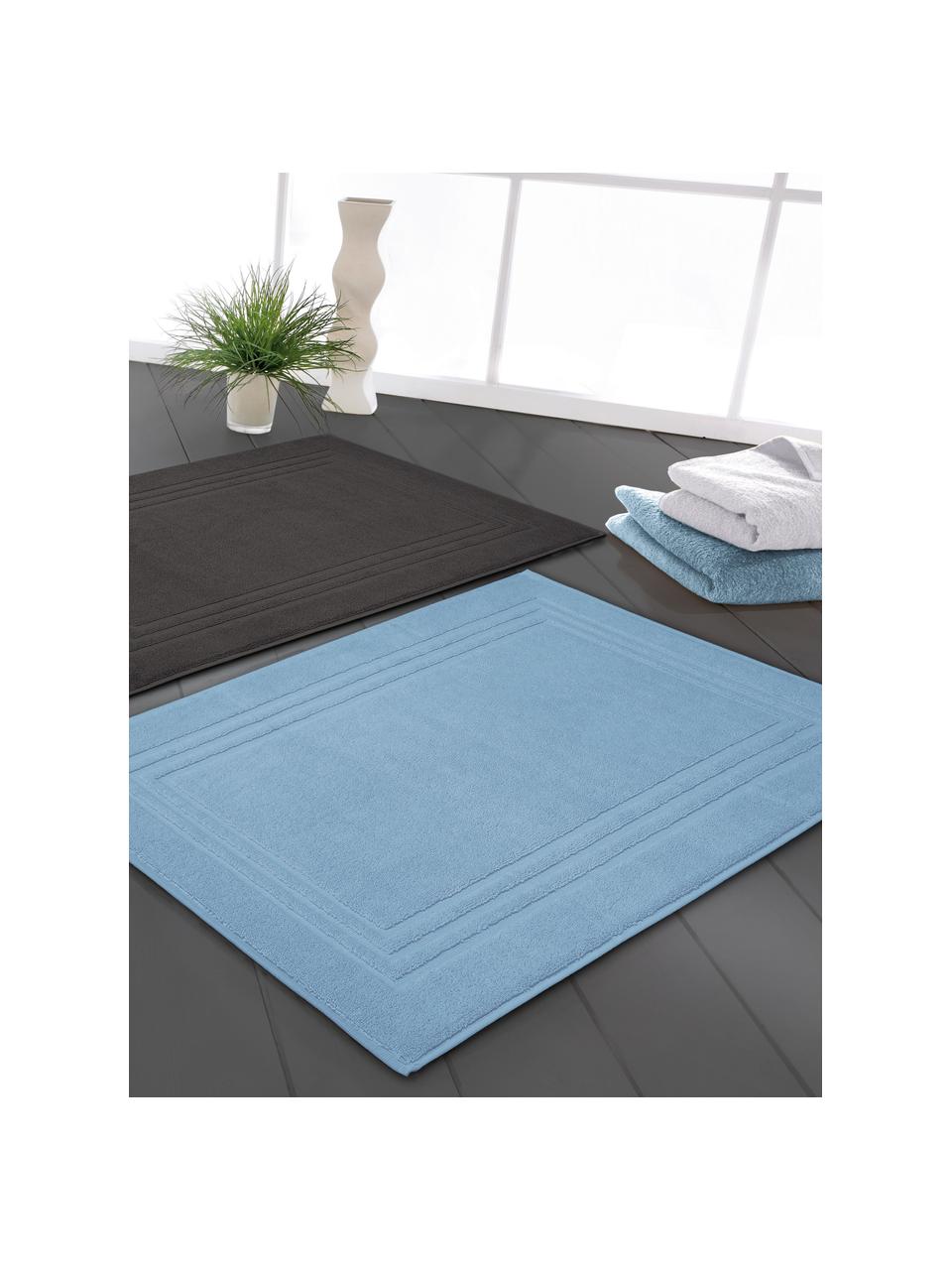 Tapis de bain unicolore Gentle, 100 % coton, Bleu de glace, larg. 50 x long. 80 cm