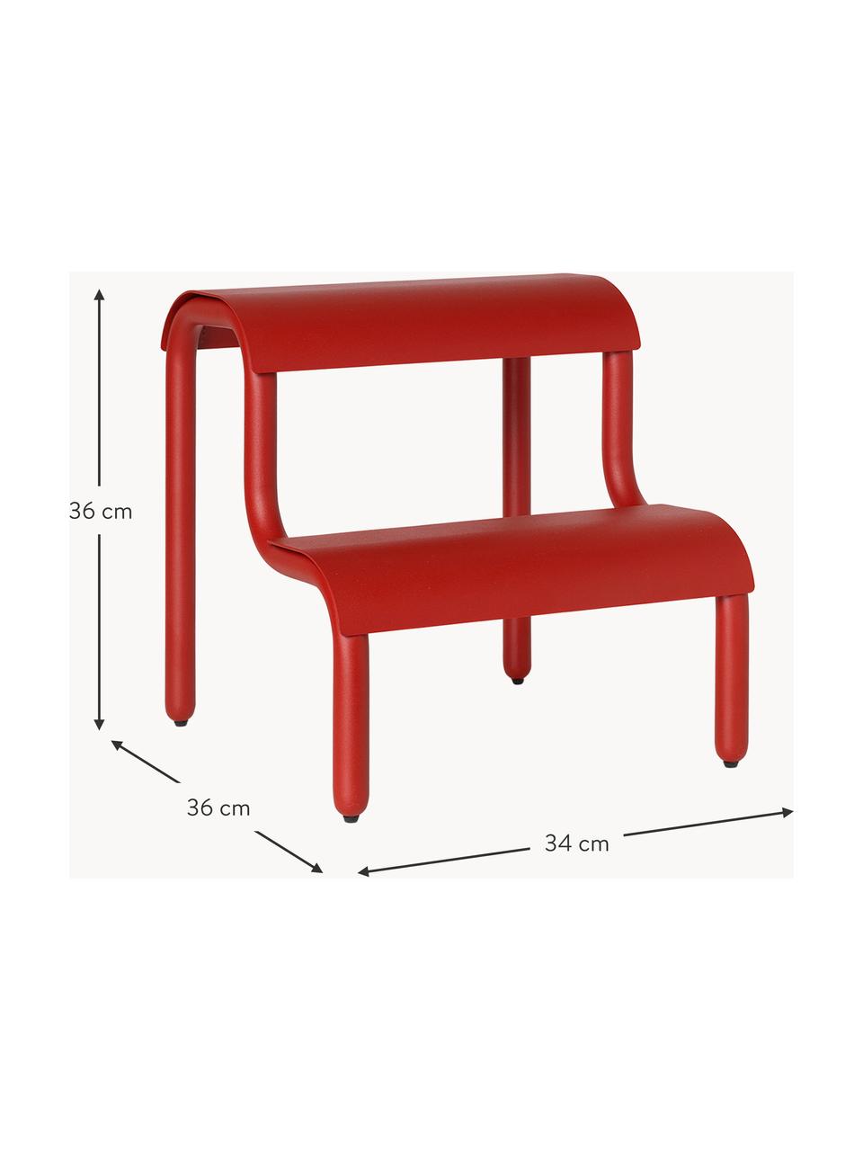 Sgabello per bambini in metallo Up Step, Metallo verniciato a polvere, Rosso, Larg. 34 x Alt. 36 cm