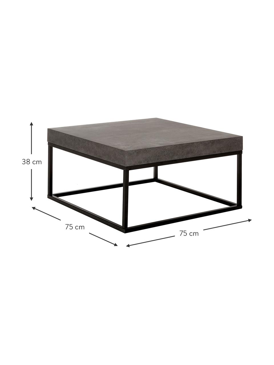 Couchtisch Ellis in Betonoptik, Tischplatte: Leichtbau-Wabenstruktur, , Gestell: Metall, lackiert, Betonoptik, B 75 x H 38 cm