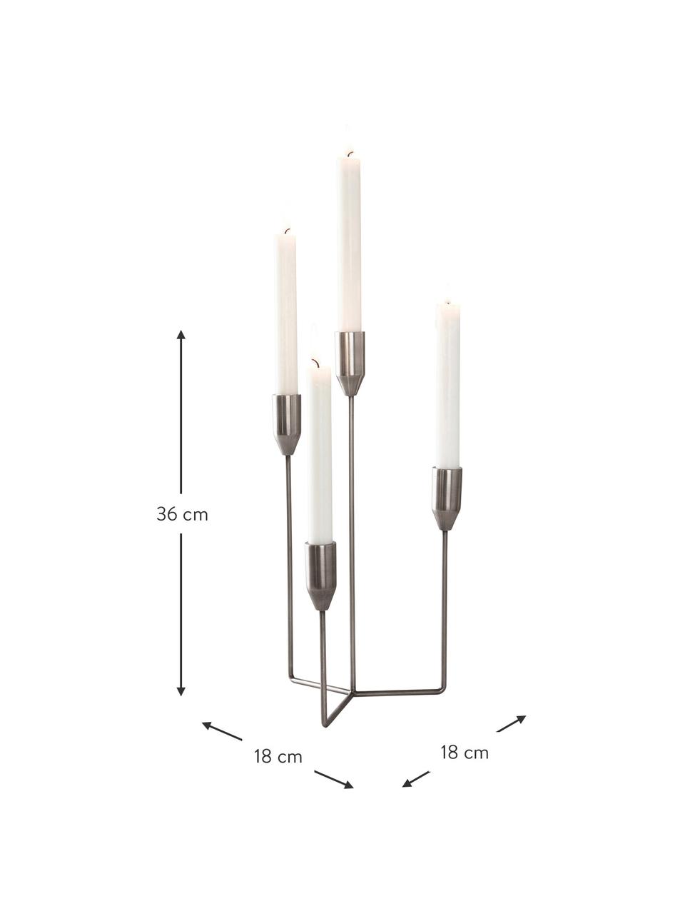 Candelabro Lisa, Metallo rivestito, Argentato, Larg. 18 x Alt. 36 cm