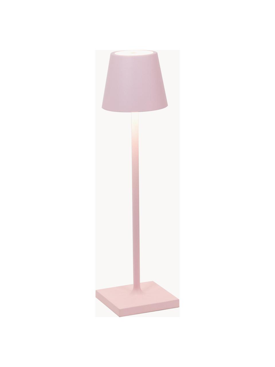 Lampada da tavolo portatile a LED con luce regolabile Poldina, Lampada: alluminio rivestito, Rosa chiaro opaco, Ø 11 x Alt. 38 cm