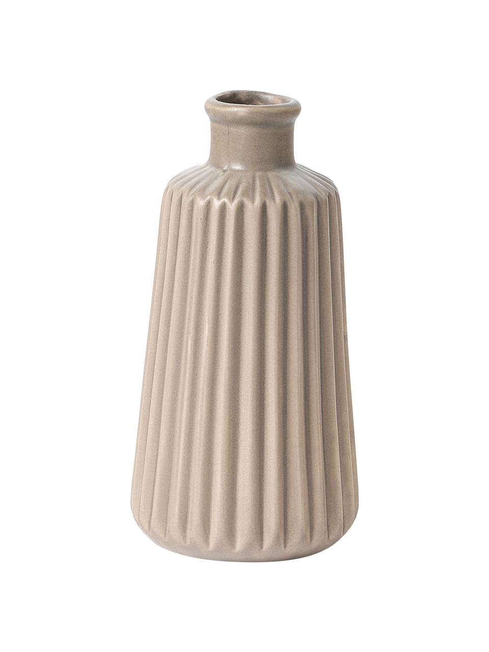 Vazenset Esko met groefreliëf, 2-delig, Porselein, Beige, Set met verschillende formaten