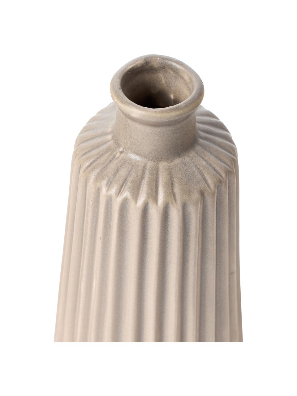 Lot de vases avec relief rainuré Esko, 2 élém., Porcelaine, Beige, Lot de différentes tailles