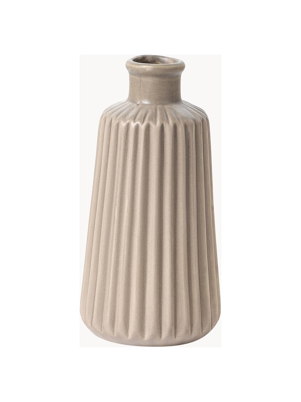 Lot de vases à surface striée Esko, 2 élém., Porcelaine, Beige, Lot de différentes tailles