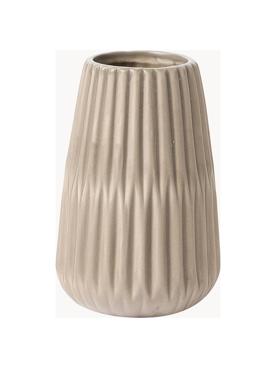 Lot de vases à surface striée Esko, 2 élém., Porcelaine, Beige, Lot de différentes tailles