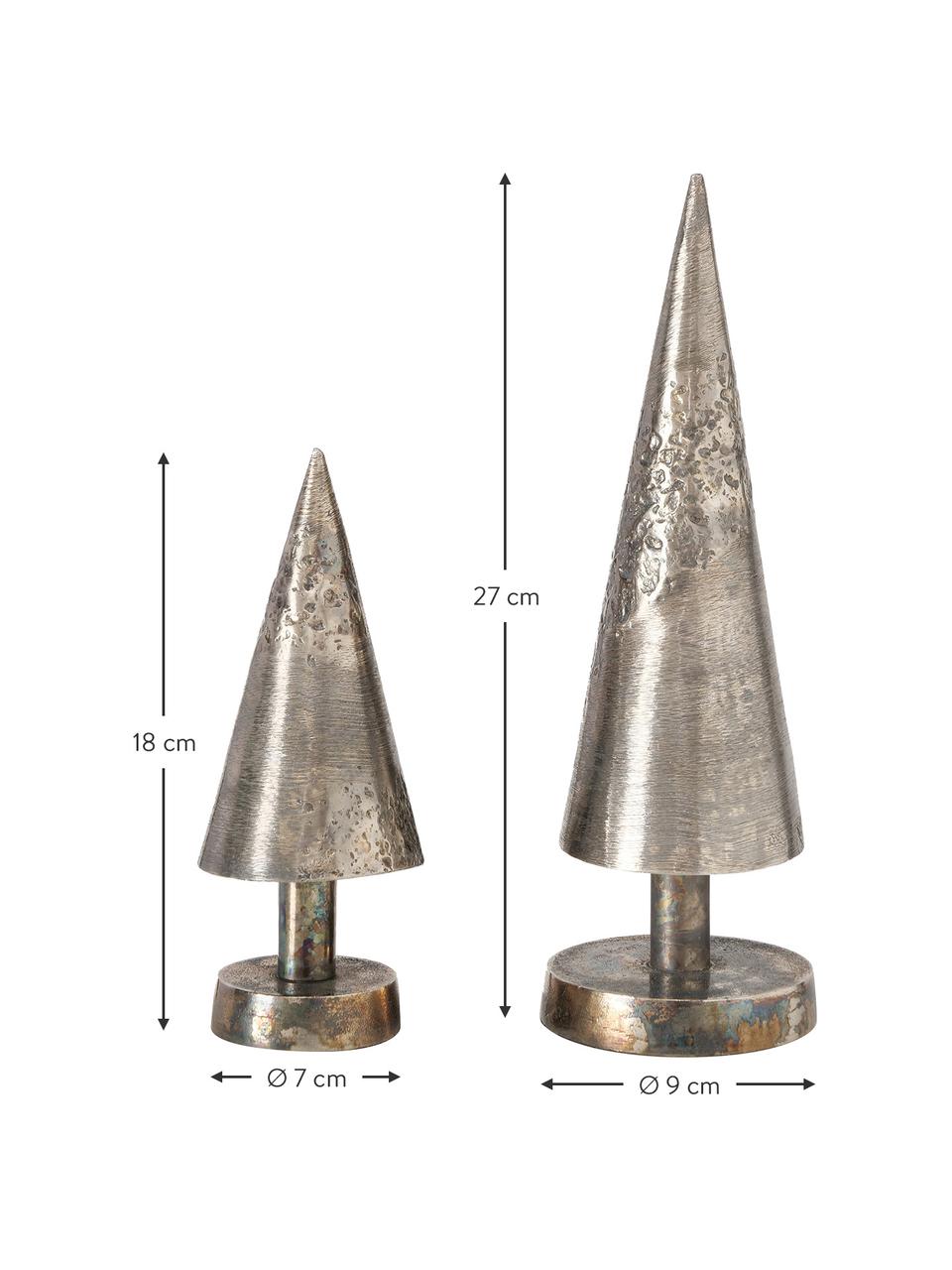 Sapins de Noël décoratifs Toffan, 2 élém., Aluminium, enduit, Argenté, Lot de différentes tailles