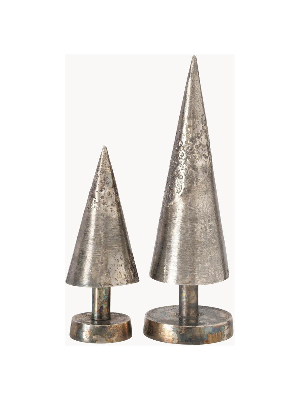 Sapins de Noël décoratifs Toffan, 2 élém., Aluminium, enduit, Argenté, Lot de différentes tailles