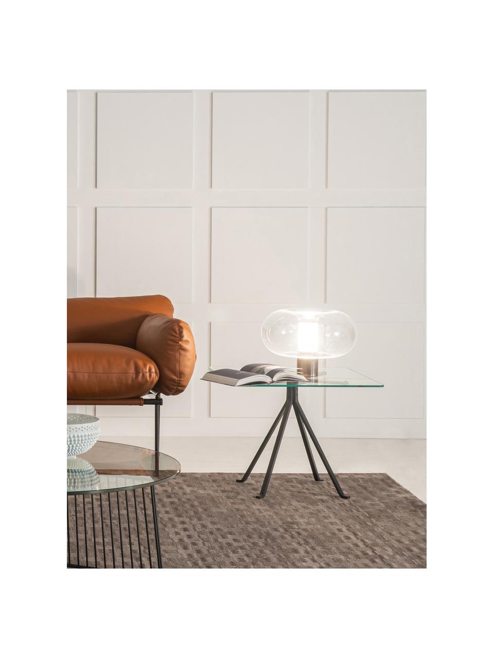 Handgemaakte tafellamp Fontanella, Lampenkap: glas, Transparant, zilverkleurig, Ø 27 x H 20 cm