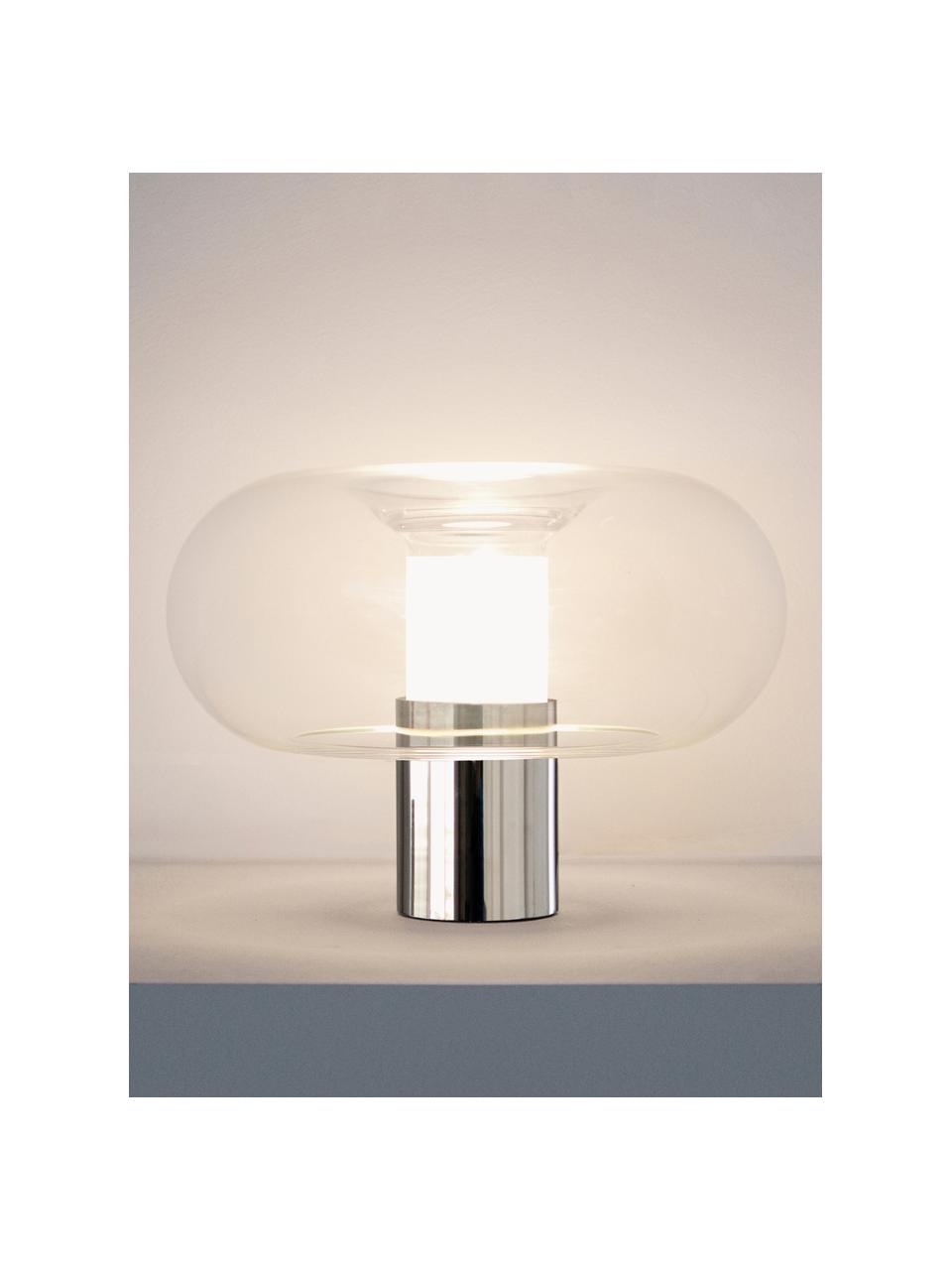Lampada da tavolo fatta a mano Fontanella, Paralume: vetro, Struttura: metallo zincato, Trasparente, argentato, Ø 27 x Alt. 20 cm