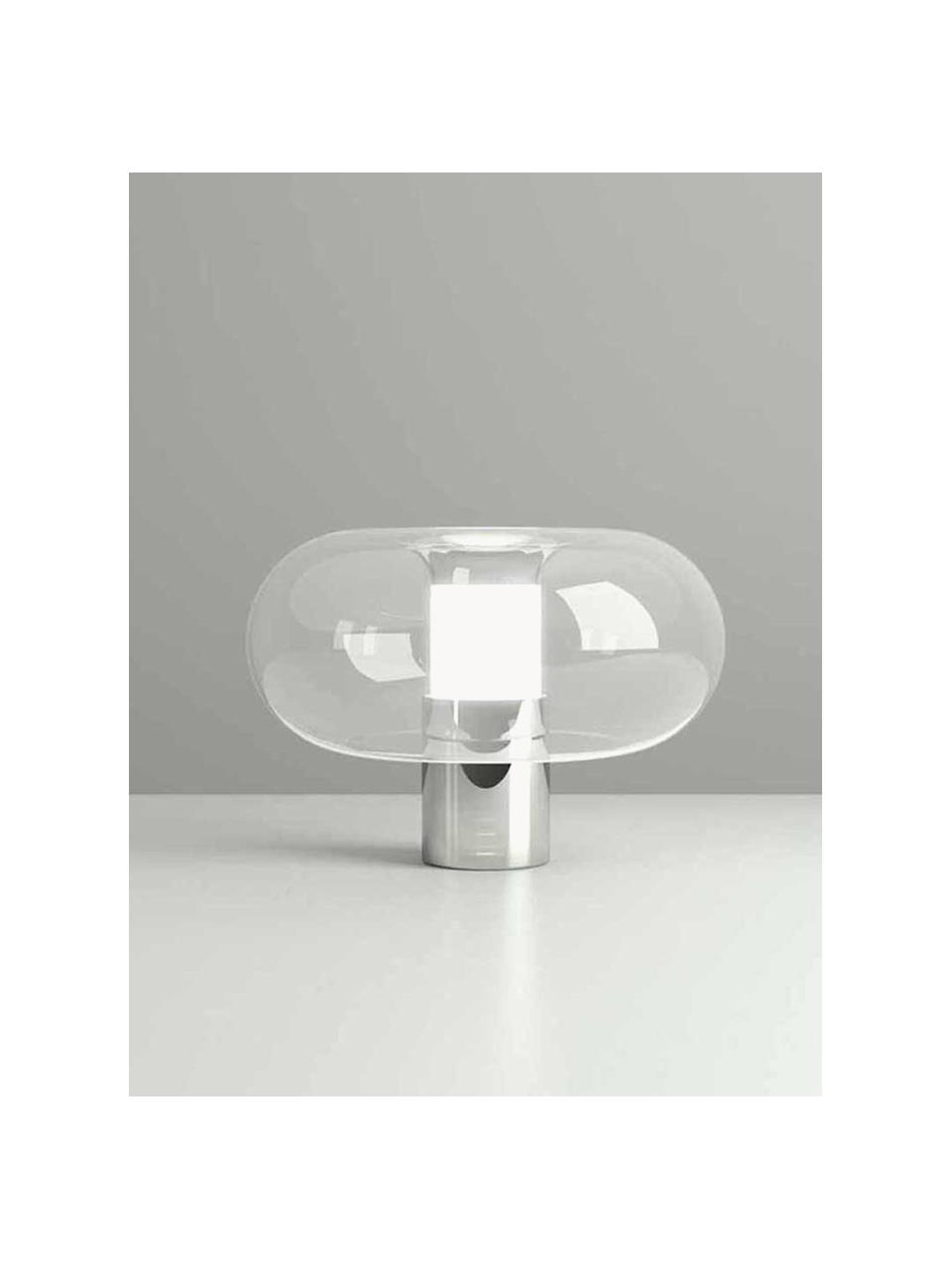 Handgefertigte Tischlampe Fontanella, Lampenschirm: Glas, Transparent, Silberfarben, Ø 27 x H 20 cm