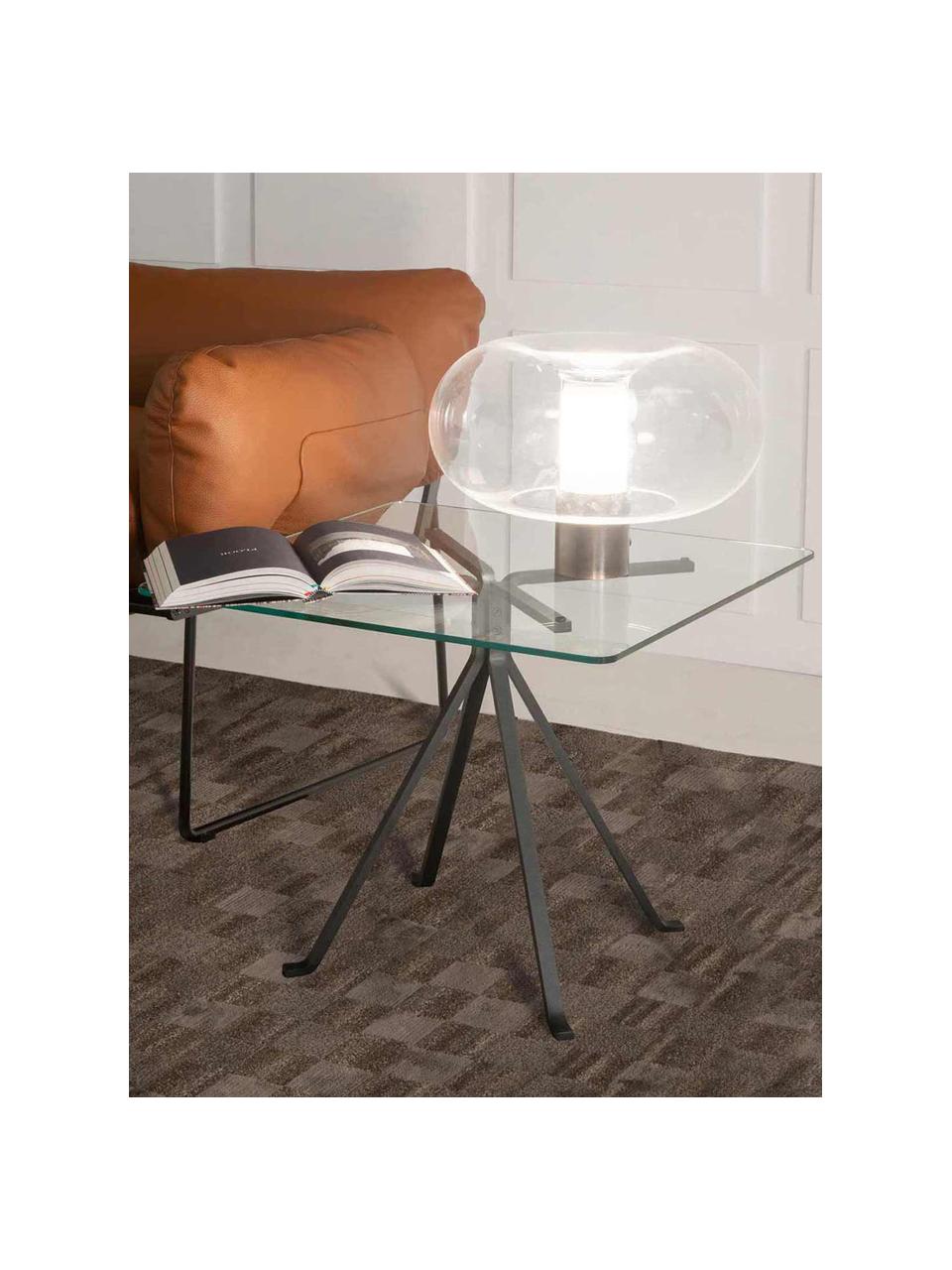 Lámpara de mesa artesanal Fontanella, Pantalla: vidrio, Estructura: metal galvanizado, Cable: transparente, Transparente, plateado, Ø 27 x Al 20 cm