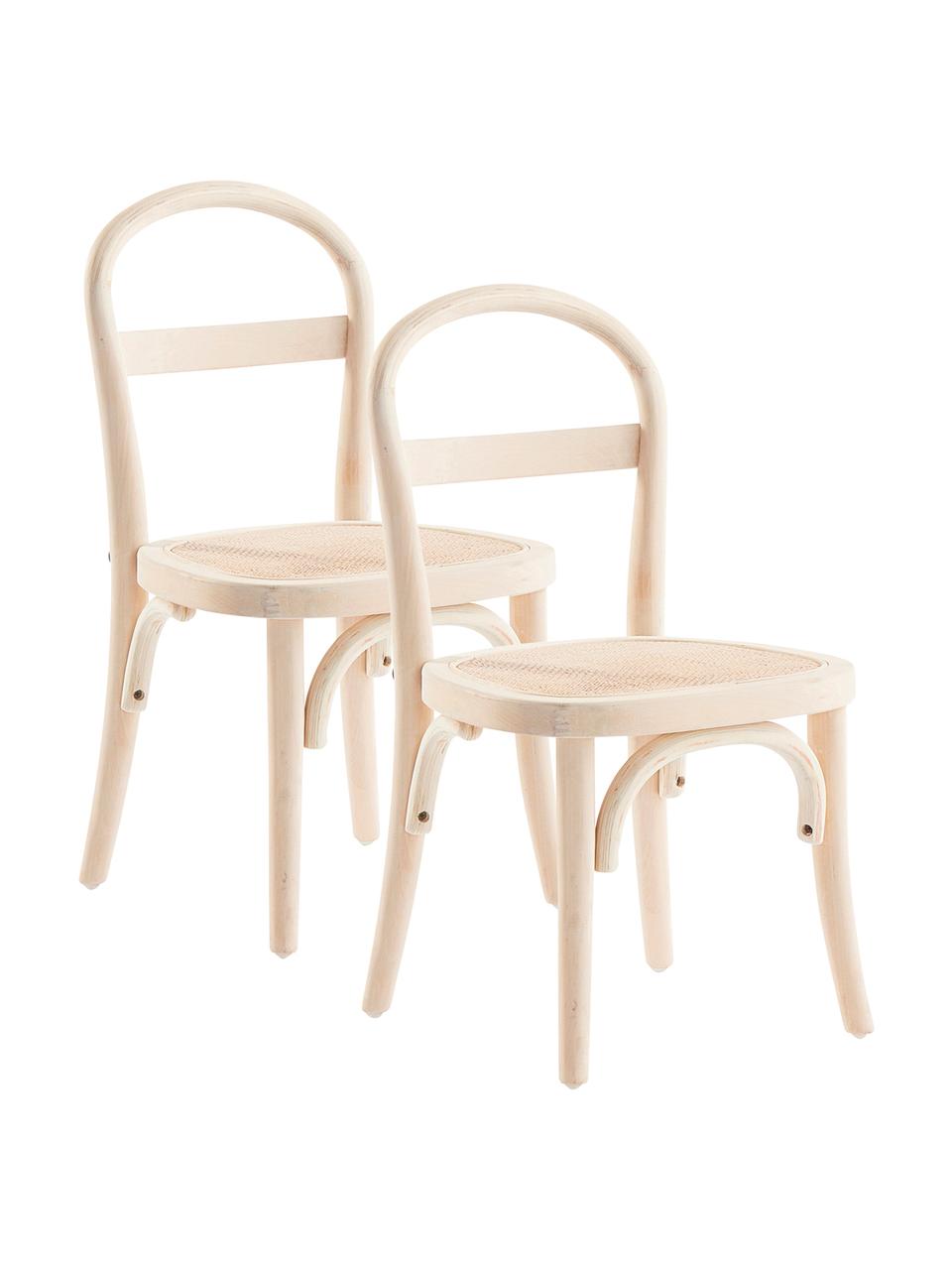 Holz-Kinderstühle Rippats mit Wiener Geflecht, 2 Stück, Gestell: Birkenholz, Sitzfläche: Rattan, Beige, B 33 x T 35 cm