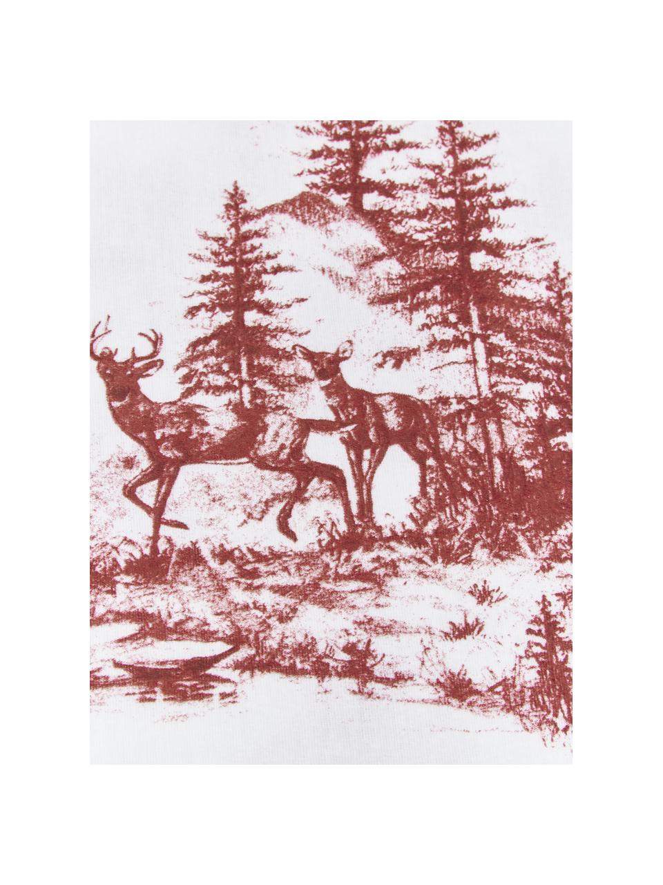Flanell-Bettwäsche Nordic mit winterlichem Motiv in Rot/Weiss, Webart: Flanell Flanell ist ein k, Rot, Weiss, 135 x 200 cm + 1 Kissen 80 x 80 cm