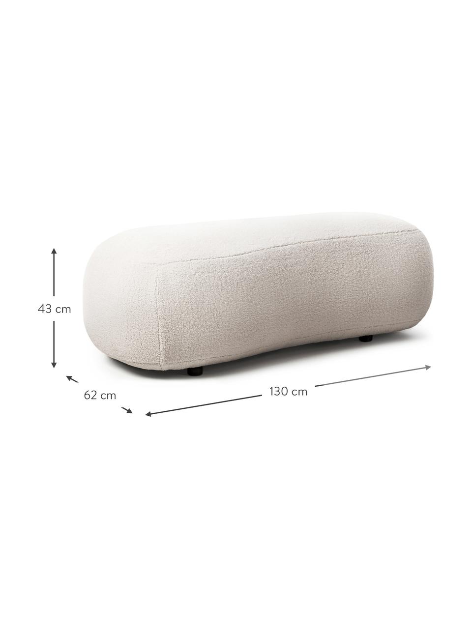 Panca a fagiolo in teddy Alba, Rivestimento: teddy (100% poliestere) I, Rivestimento: imbottitura in schiuma, Struttura: legno massiccio di abete , Piedini: plastica, Teddy bianco crema, Larg. 130 x Prof. 62 cm