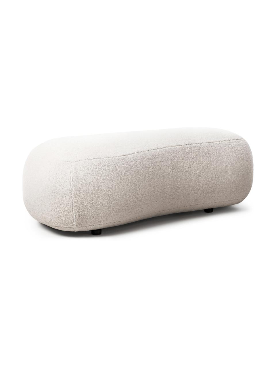 Banquette haricot tissu peluche Alba, Peluche blanc crème, larg. 130 x prof. 62 cm