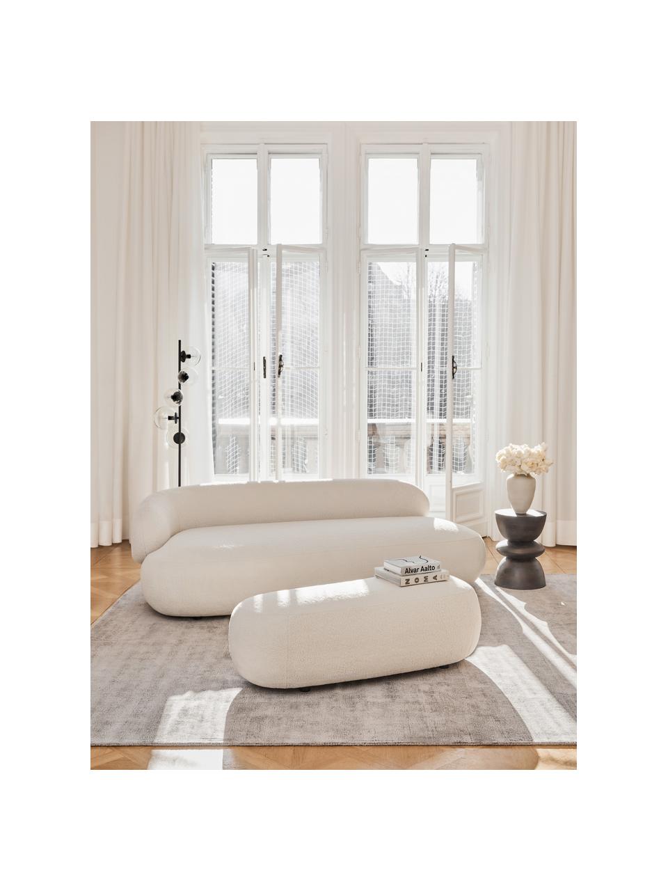 Pouf tissu peluche Alba, Peluche blanc cassé, larg. 130 x prof. 62 cm