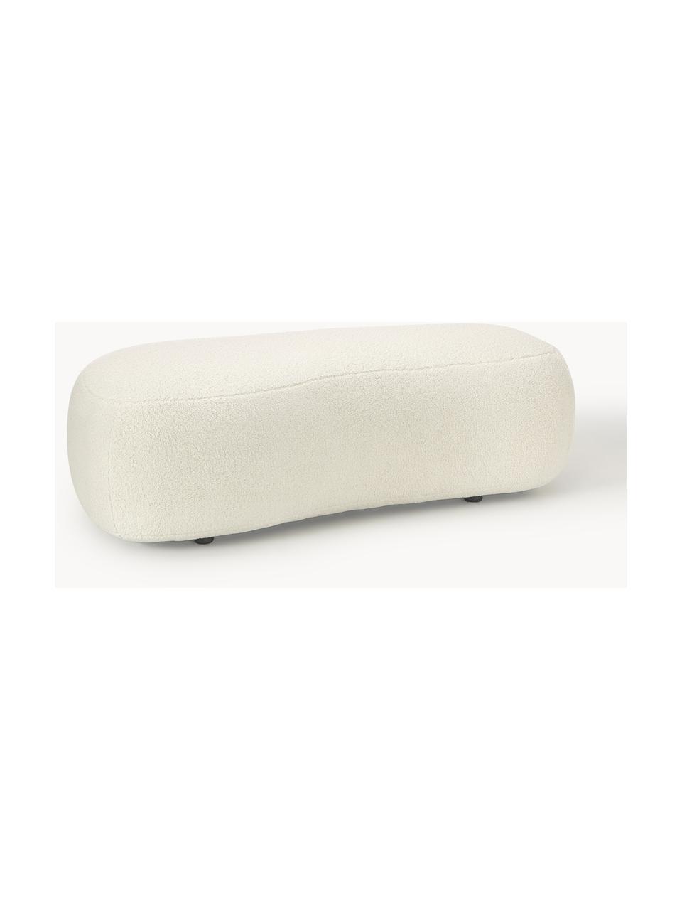 Pouf tissu peluche Alba, Peluche blanc cassé, larg. 130 x prof. 62 cm